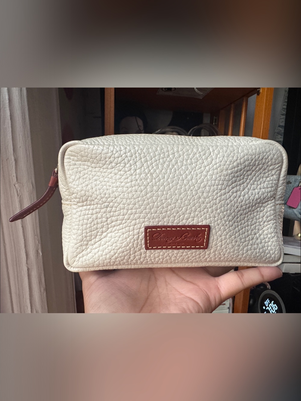 Dooney & Bourke white pebble leather pouch